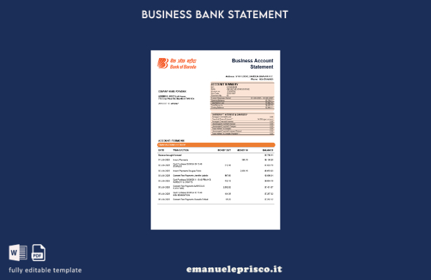 stile verificato Bob Bank of Boroda organizzazione bancaria controllo estratto c